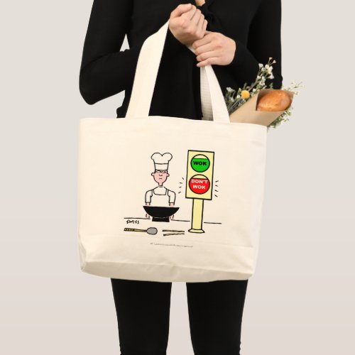 Funny Chinese Cooking Wok Cartoon Grocery Tote