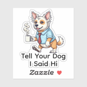 Funny Chinese Crested Dog Business Suit Coffee Sticker