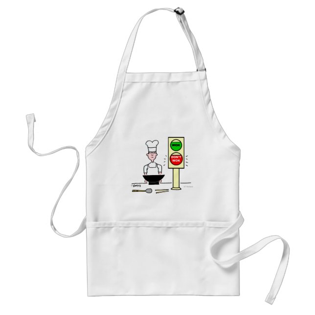 Funny Chinese Food Stir Fry Wok Cartoon Art Adult Apron (Front)