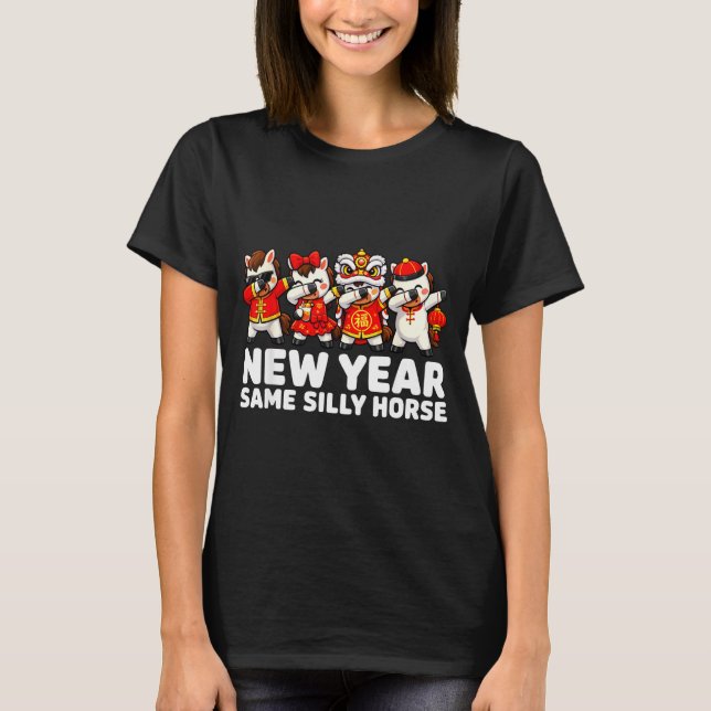 Funny Chinese Lunar New Year Same Silly Horse Dabb T-Shirt (Front)