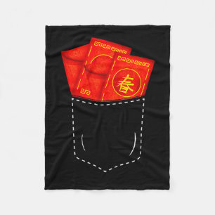 Funny Chinese New Year Fake Cket Red Envelopes Luc Fleece Blanket