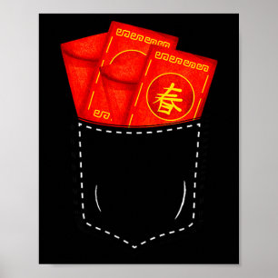 Funny Chinese New Year Fake Cket Red Envelopes Luc Poster
