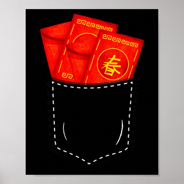 Funny Chinese New Year Fake Cket Red Envelopes Luc Poster (Front)