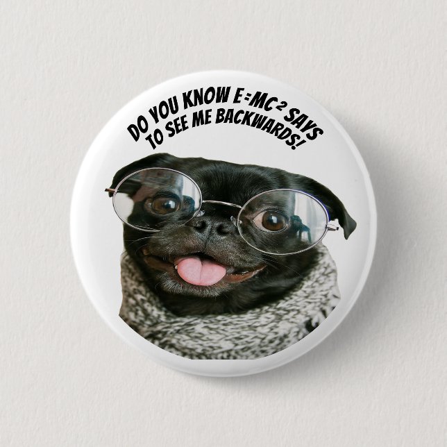 Funny Chinese Pug Puppy Dog Theory Acute Tales The Button (Front)