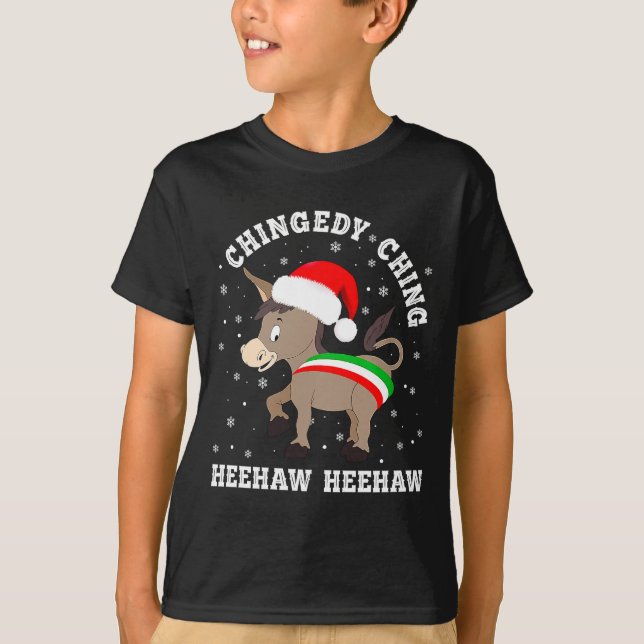 Funny Chingedy Ching Hee Haw Santa Merry Christmas T-Shirt (Front)