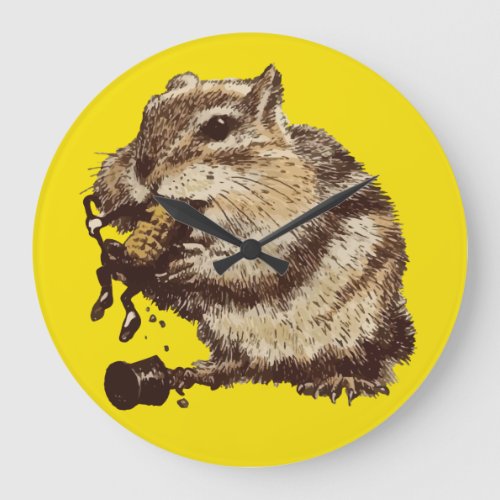 Funny Chipmunk Eating A Corn Person Large Clock