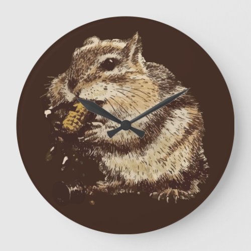 Funny Chipmunk Eating A Corn Person Large Clock