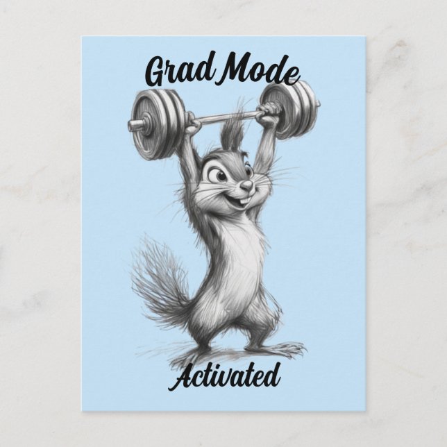Funny Chipmunk Grad Card - Gym Mode Graduation (Front)