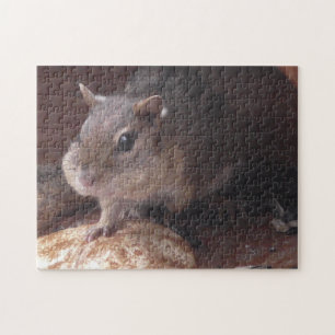 Funny Chipmunk with Food in Cheeks cute animals Jigsaw Puzzle