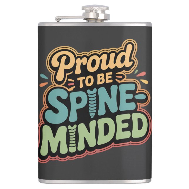 Funny Chiropractor Gift Spine Health Quote Flask (Front)