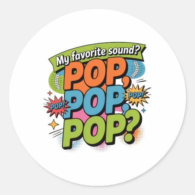 Funny Chiropractor Pop Sound Gift Classic Round Sticker (Front)