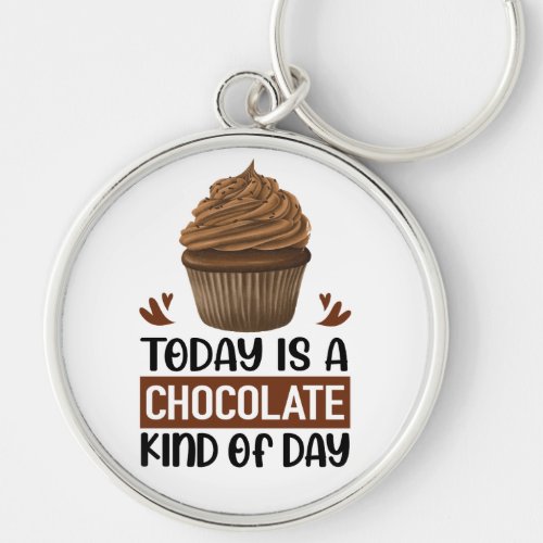 Funny Chocoholic Foodie Cute Chocolate Cupcake Keychain