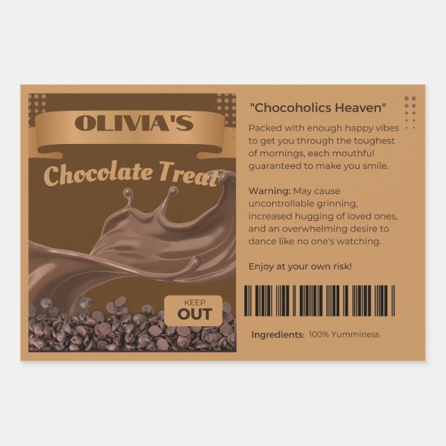 FUNNY Chocoholics Named Chocolate Treats Labels Wrapping Paper Sheets (Front)