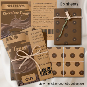 FUNNY Chocoholics Named Chocolate Treats Tiled Wrapping Paper Sheets