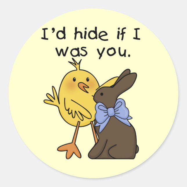 Funny Chocolate Bunny Easter Tshirts and Gifts Classic Round Sticker (Front)