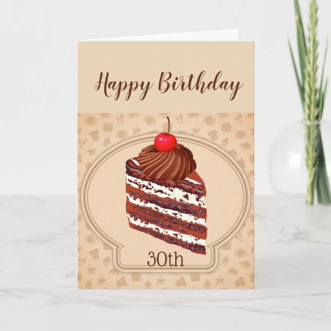 Funny Chocolate Cake 30th Birthday Card (Front)