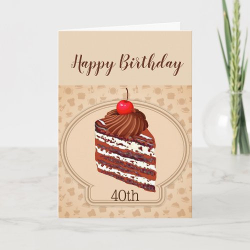Funny Chocolate Cake 40th Birthday Card