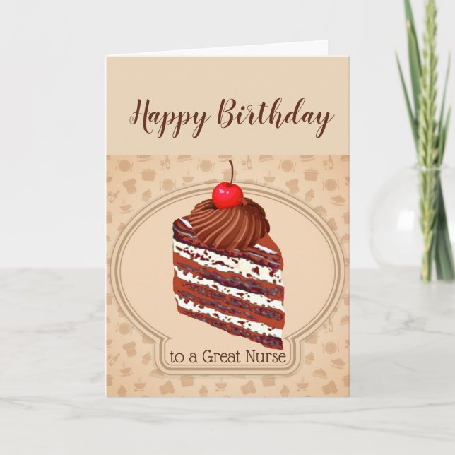 Funny Chocolate Cake Great Nurse Birthday Card (Front)
