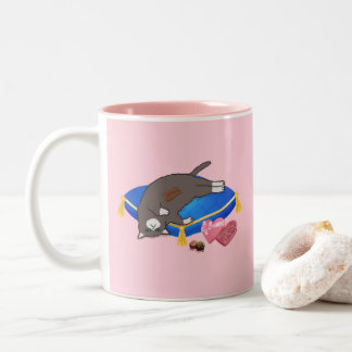 Funny Chocolate Cat Two-Tone Coffee Mug