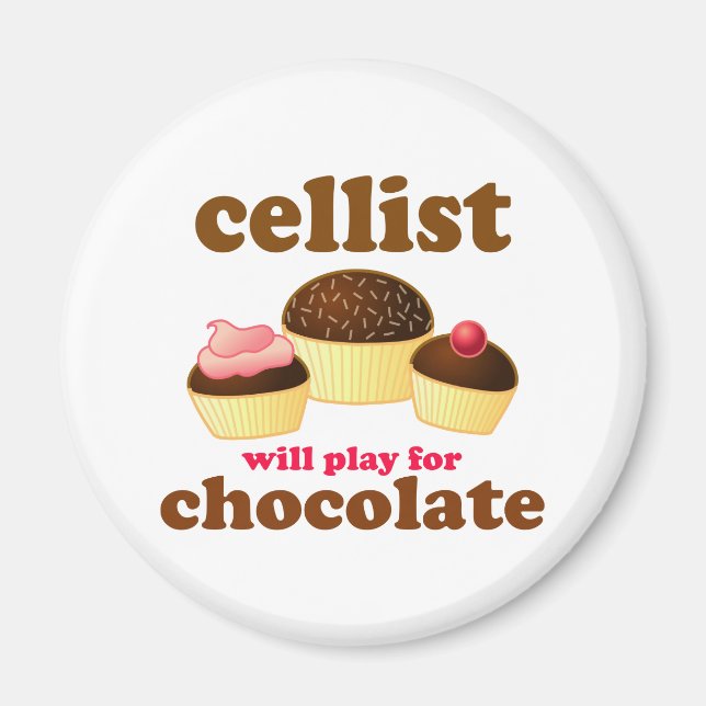 Funny Chocolate Cello Magnet (Front)