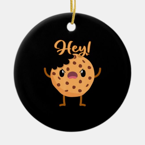 Funny Chocolate Chip Cookie A Bite Taken Out Ceramic Ornament