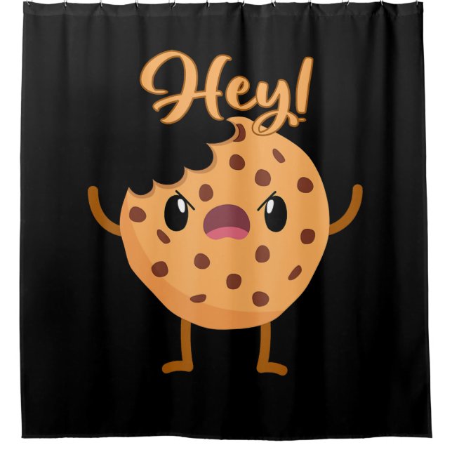 Funny Chocolate Chip Cookie A Bite Taken Out Shower Curtain (Front)