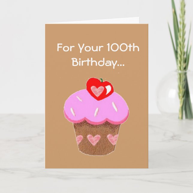 Funny Chocolate Cupcake 100th Birthday Card (Front)