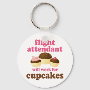 Funny Chocolate Cupcakes Flight Attendant Keychain