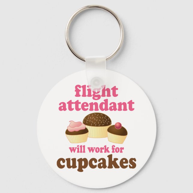 Funny Chocolate Cupcakes Flight Attendant Keychain (Front)