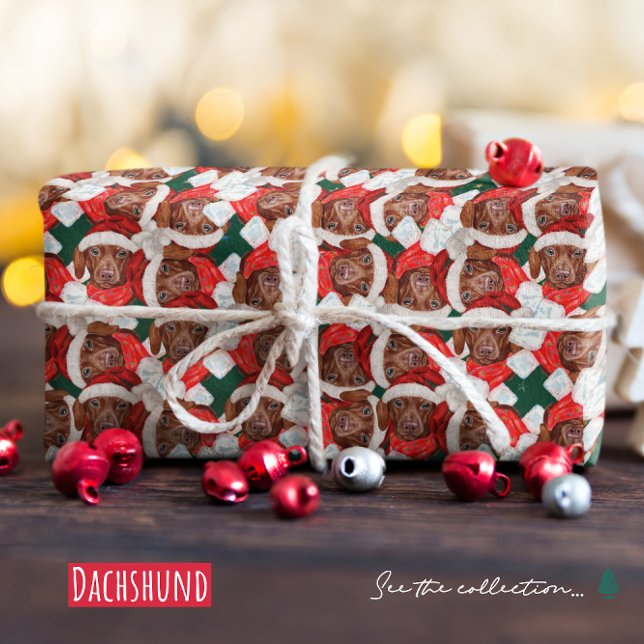 Funny Chocolate Dachshund Christmas Pattern Wrapping Paper (Creator Uploaded)