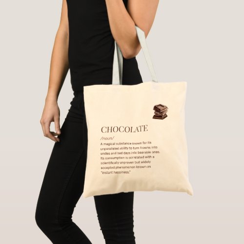 Funny Chocolate Dictionary Definition Cacao Lover Tote Bag