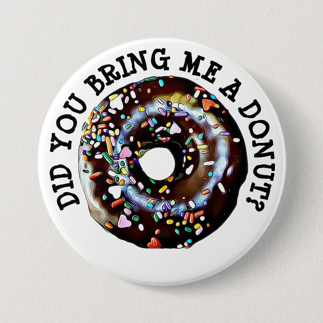Funny Chocolate Donut Doughnut Button (Front)
