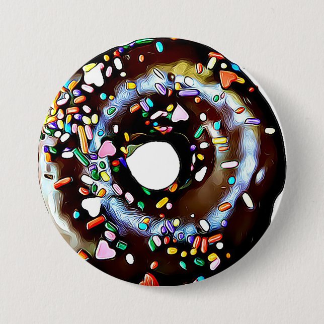 Funny Chocolate Donut Doughnut Button (Front)