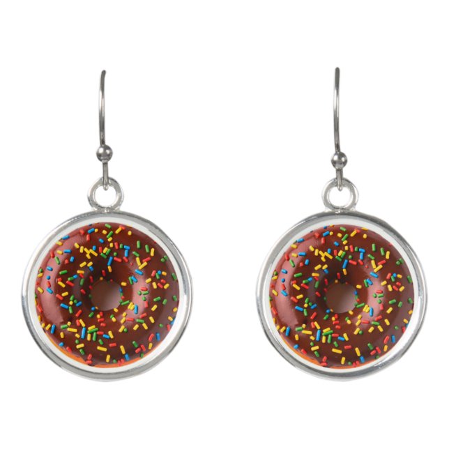 Funny Chocolate Donut Earrings, Cute Food For Her! Earrings (Front)