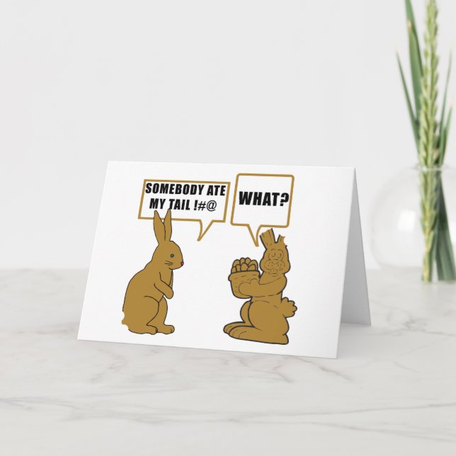 Funny Chocolate Easter Bunny Holiday Card (Front)
