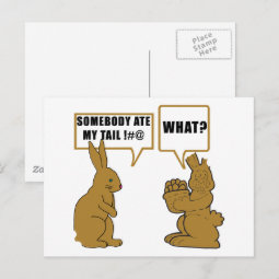 Funny Chocolate Easter Bunny Holiday Postcard | Zazzle