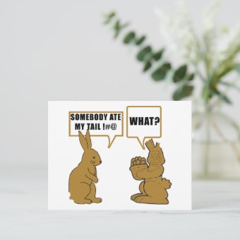 Funny Chocolate Easter Bunny Holiday Postcard | Zazzle