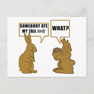 Funny Chocolate Easter Bunny Holiday Postcard