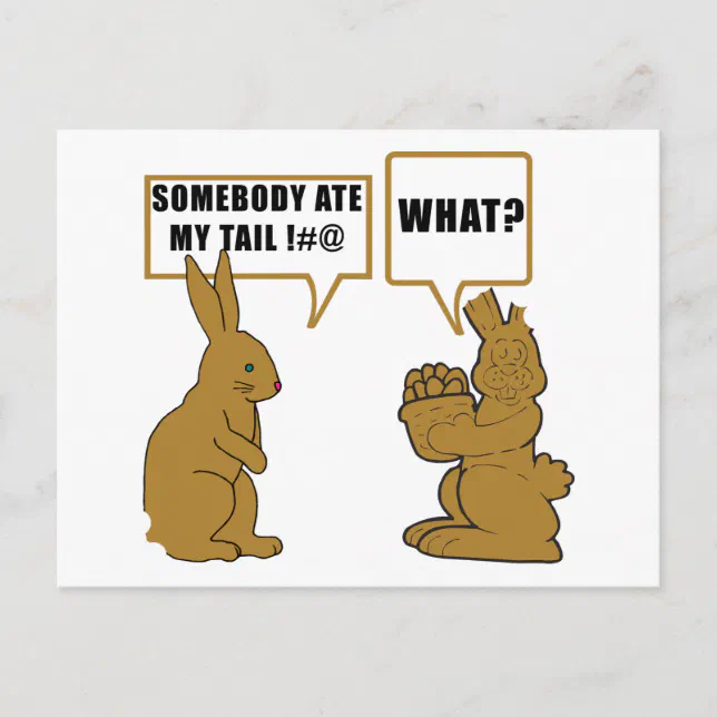 Funny Chocolate Easter Bunny Holiday Postcard | Zazzle