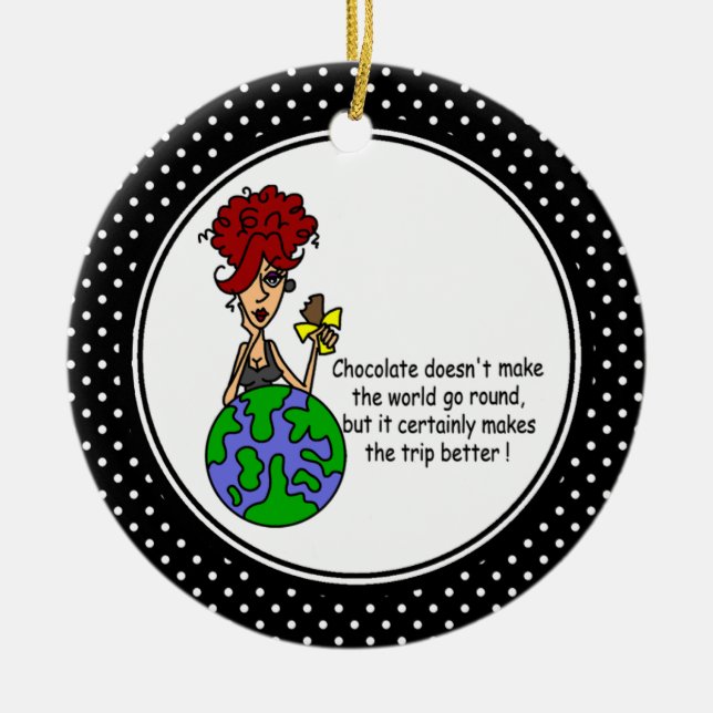 Funny Chocolate Humor Christmas Ornament (Front)