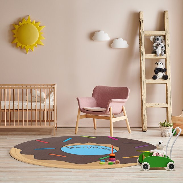Funny Chocolate Iced Donut Custom Name Rug (Creator Uploaded)