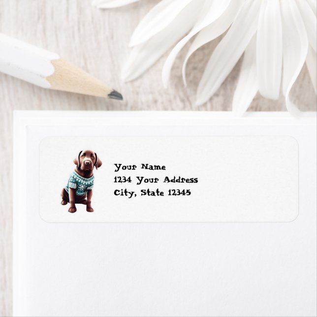 Funny Chocolate Lab in Christmas Sweater Address Label (Insitu)