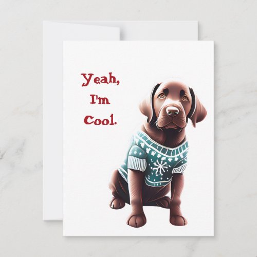 Funny Chocolate Lab in Christmas Sweater Holiday Card