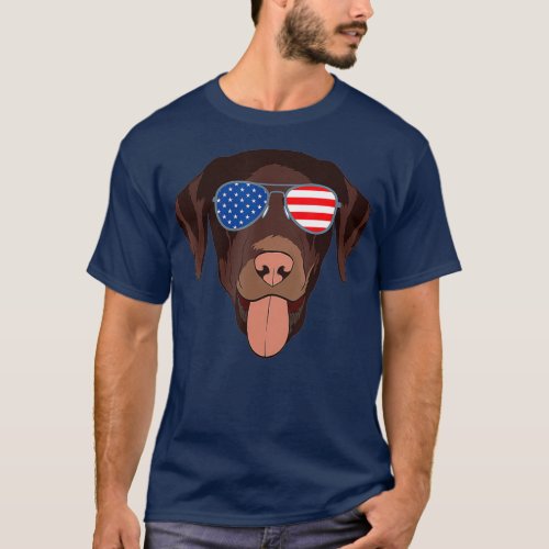 Funny Chocolate Labrador American Flag T_Shirt