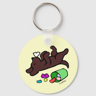 Funny Chocolate Labrador Cartoon Illustration Keychain