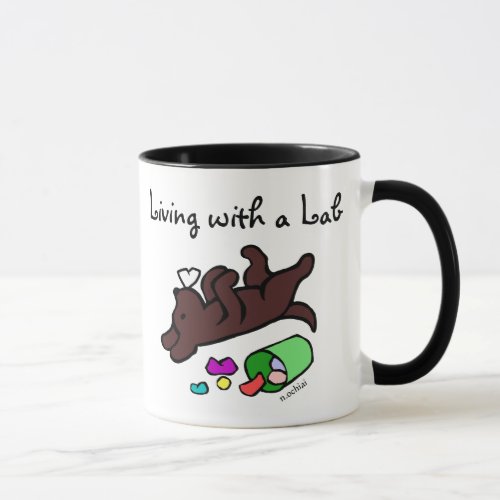 Funny Chocolate Labrador Cartoon Illustration Mug