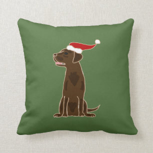 Funny Chocolate Labrador Retriever Christmas Art Throw Pillow