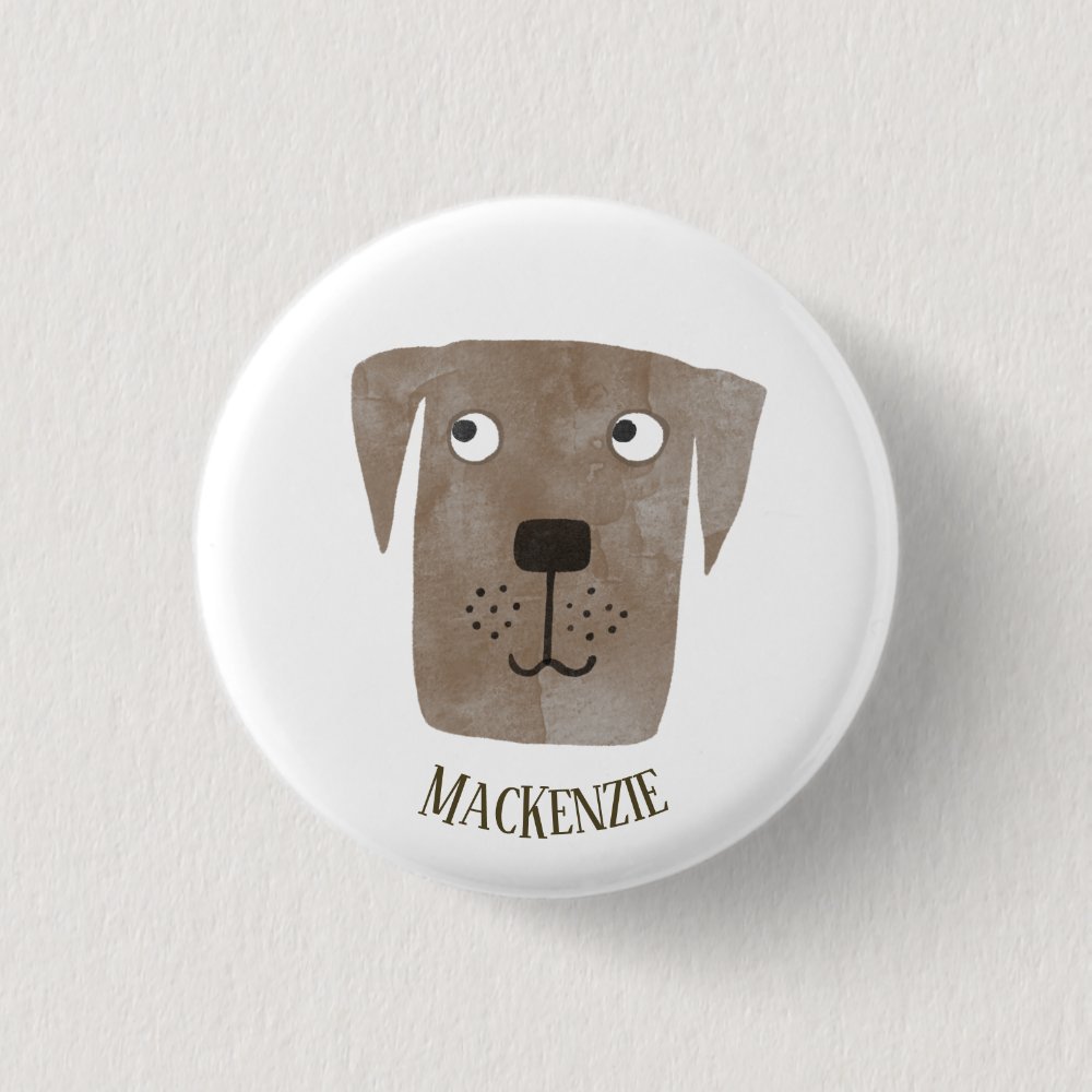 Disover Funny Chocolate Labrador Retriever Dog Custom Name Pin Buttons
