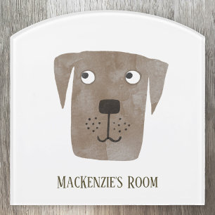 Funny Chocolate Labrador Retriever Dog Custom Name Door Sign