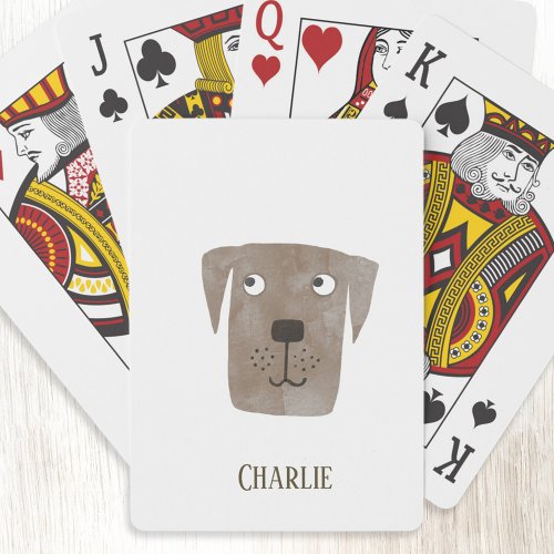 Funny Chocolate Labrador Retriever Dog Custom Name Poker Cards